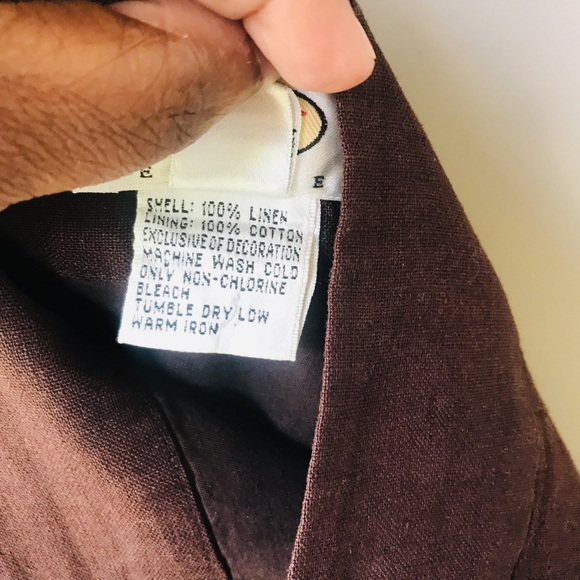 Talbots Petite Brown Linen Appliqué Full Skirt Size 8P - Picture 5 of 6